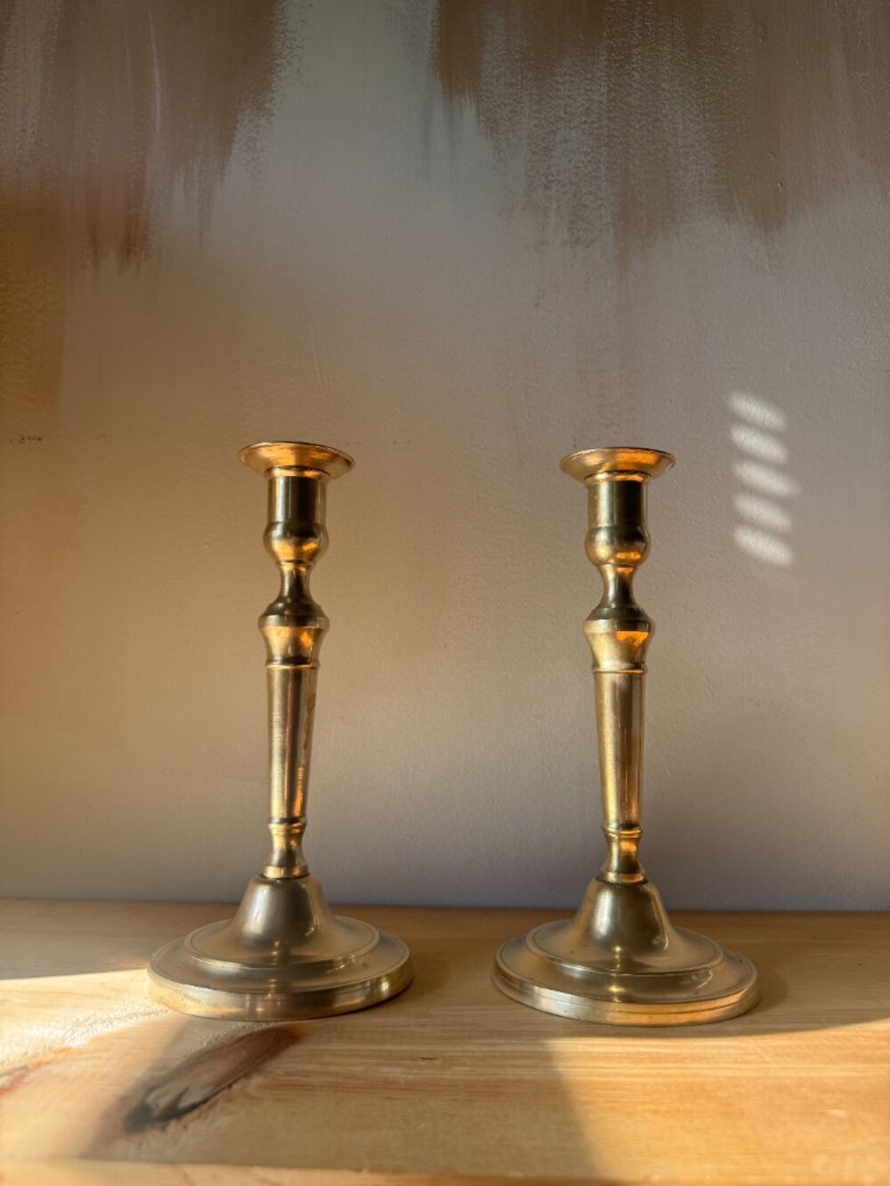 Vintage Solid Brass Baluster Candlestick Holders | 9" Taper Pair Removable Inser